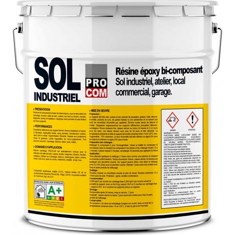 Procom – Peinture époxy pour sol industriel et garage – Résine bi-composant beige (RAL 1001) – Trafic intensif – Kit 5 Kg