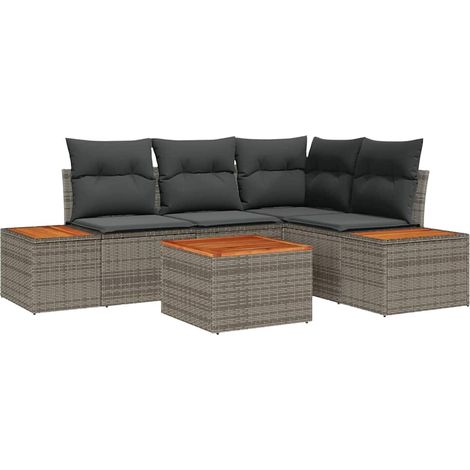Set Divano da Giardino 4 pz 4-Numero di posti Grigio Polyrattan vidaXL (1/5)