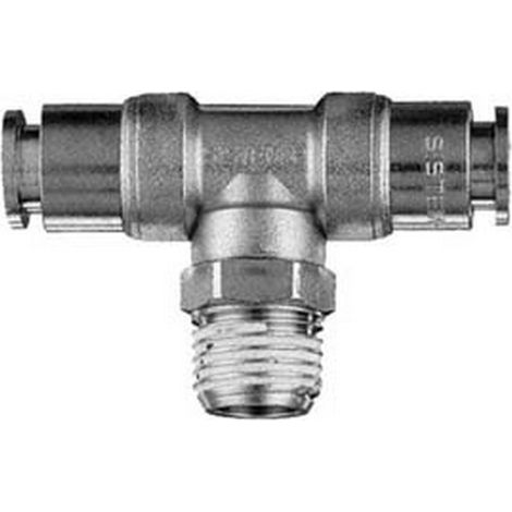 10PZ RACCORTO "T" GIREVOLE FILETTATO MASCHIO CENTRALE CONICO attacco 1/4"M mm10