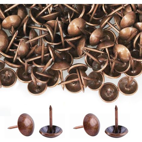 500 Pièces Clous de Tapissier, Robuste 17X11 MM Bronze Clous Tapissier Décoratifs Clou Rétro DIY Clous d'Ameublement pour Meubles Canapés Fauteuils Lits Chaises Vintage Decoratif, Bronze Rouge (1/5)