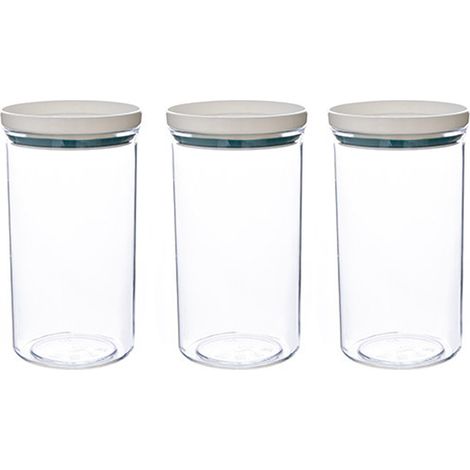 Bocal En Verre Pour Conservation Aliments - Empilable - Transparent - Pour Pâtes Riz Farine Café Céréales - Lot De 5 (1/5)