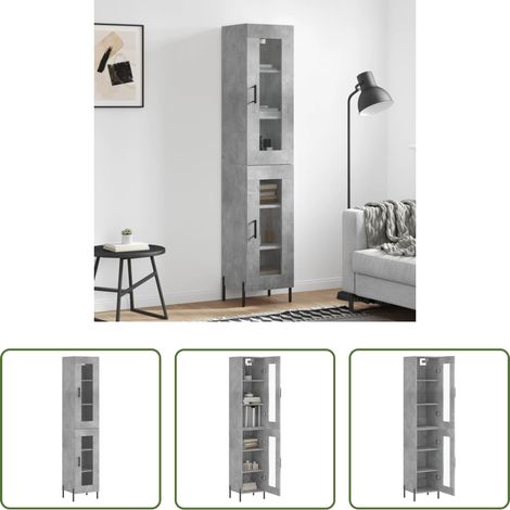 Holzwerkstoff - Highboard Betongrau 34,5x34x180 cm Holzwerkstoff (1/5)