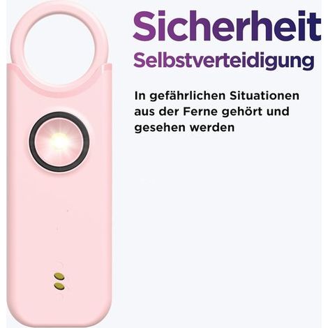 Allarme personale,Allarme di autodifesa personale,Sirena di autodifesa da 135 dB per donne con,Portachiavi con LED,donne e anziani (rosa) (1/4)