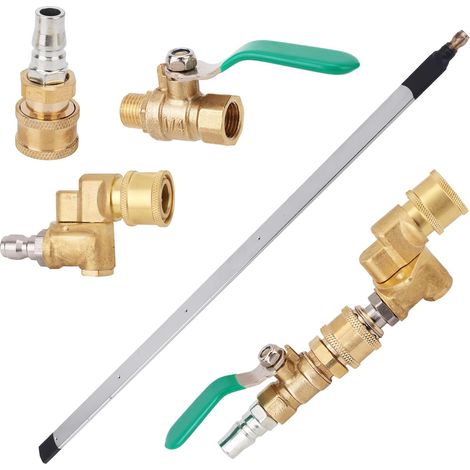 Kit de 4 Lances Nettoyage pour Radiateur Voiture, Lance Nettoyeur Haute Pression de 57cm Avec Vanne Commutation Raccord Pivotant Raccord Rapide un Nettoyage Efficace du Radiateur des Gouttières (1/5)