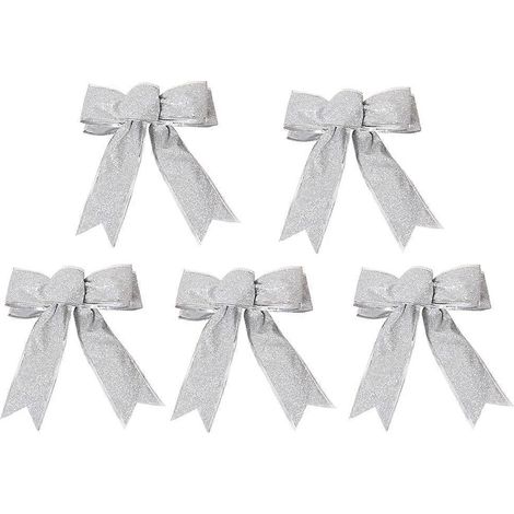 Lot de 5 nœuds cadeaux, décorations de Noël, nœuds décoratifs pour sapin, nœuds rustiques artisanaux, nœuds pour sapin de Noël (1/5)