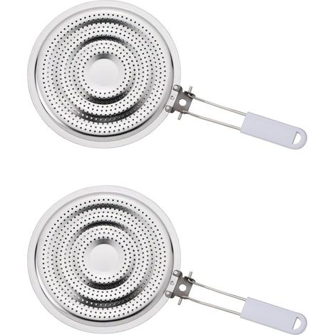 Pare-chaleur/pare-flammes de cuisine avec poignée amovible, acier inoxydable, ensemble de 2 pièces. (1/5)