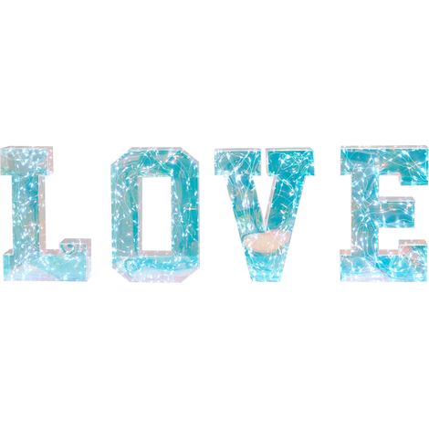 Decoración led 4 piezas inteligente letras iridiscentes love usb multicolor Proycon