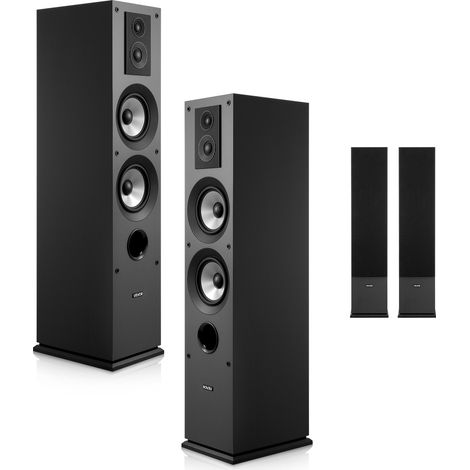 VEVOR Standlautsprecher Paar, 3-Wege-System mit 1,91 cm & 2,54 cm Hochtöner, zwei 13,34 cm Tieftönern, 145 W Spitzenleistung, 70 Hz–20 kHz Frequenzgang, MDF-Gehäuse, für Home-Audio