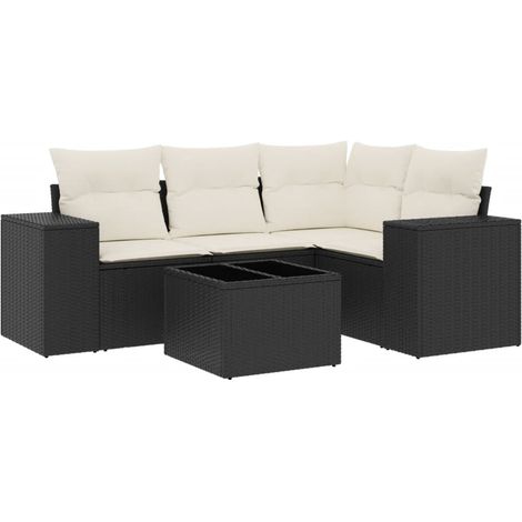 Maison Exclusive - Set de muebles de jardín 5 pzas y cojines ratá (1/3)