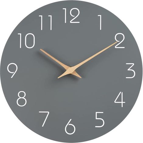Horloge Murale - Horloge Silencieuse Sans Tic Tac - Fonctionne Avec Piles Non Fournies - Pour Intérieur Salle De Bain Bureau École - Diamètre 26 Cm - Gris - 1 Pièce (1/5)