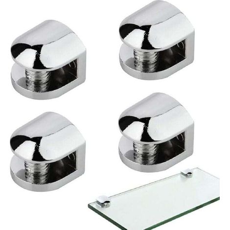 Pince de Support de Verre, Pince à Verre Réglable, Accroche Miroir Mural, 4PCS Support Étagère Verre Fixation Miroir Pince Support Cloison en Verre Adaptatif de 5-8 mm d'Épaisseur (1/4)