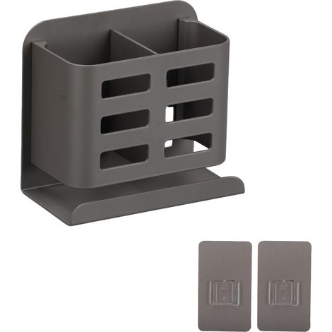 Porte Brosse à Dents Mural, Porte-Brosse à Dents en Aluminium Support de Suspension Autocollant Organisateur Rasoir, pour Cuisine, Salle de Bain, évier, Plan de Travail (Simple) (1/5)