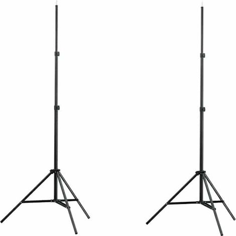 Supports d’éclairage 2 pièces réglables en aluminium noir, 78-210 cm, filetage 1/4" - PANGIVO (1/2)