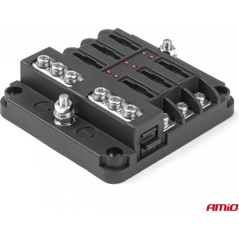Boîte à fusibles avec rail LED négatif 6 emplacements amio-03038 (1/4)