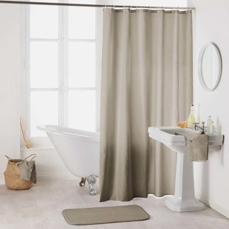 Rideau de Douche Uni "Essencia" 180x200cm Taupe (1/2)