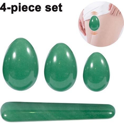 Oeufs De Quartz - 3 Pièces Taille Grande 45 X 30 Mm - Oeuf Pour Renforcement Musculaire Pelvien - Avec Bâton De Massage 110 X 20 Mm - 4 Pièces (1/5)