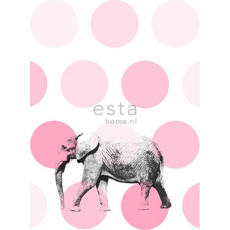 papier peint panoramique éléphant rose  - ESTAhome (1/5)