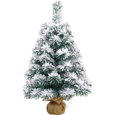 Mini-Weihnachtsbaum, 45 cm, mit fallenden Schneeflocken, realistische grüne Farbe, Tischdekoration.