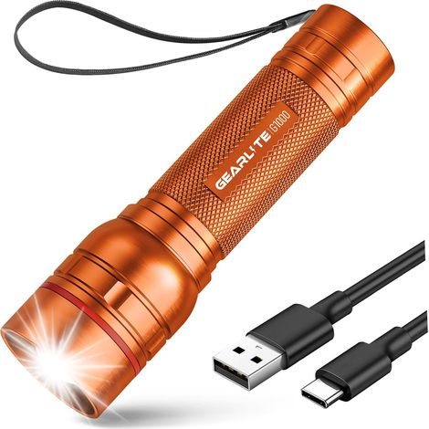Lampe Torche LDE Rechargeable, Lampe de Poche 2000 Lumens 3 Modes, Zoomable Lampe Torche Tactique LED Ultra Puissante, Mini Lampe de Poche Enfant Portable Pour Cadeau Camping Urgence Bleu (1/5)