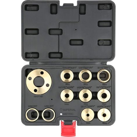11pc Kit Guide Routeur Modèle Laiton Massif Ensembles Bagues Gabarit,Accessoire Adaptateur Contre-écrou Blocage Guide Douille pour Sous-Bases Routeur Style Câble Porter 5/16 à 1 po avec Étui Transport (1/5)