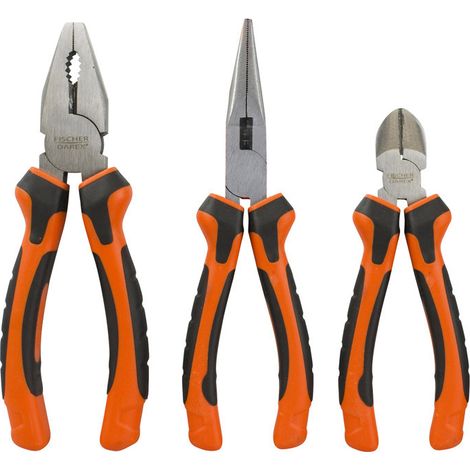 Lot de 3 pinces Universelle, coupante à bec & Coupante diagonale