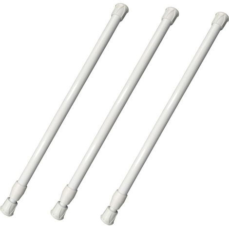 Barras de cortina retráctiles, aptas para baños, cocinas y puertas (blancas, 30-50 cm, diámetro 1,3 cm - juego de 3). (1/5)