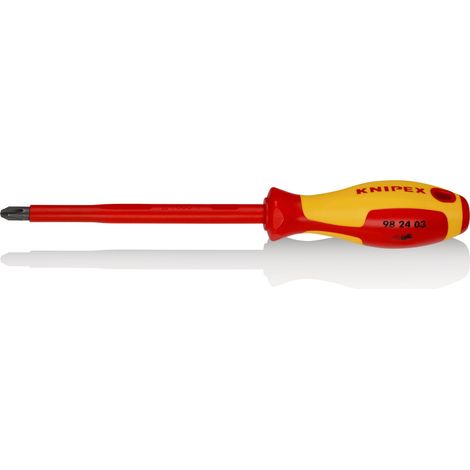 KNIPEX 98 24 03 Destornillador para tornillos cruciformes Phillips® mango aislante en dos componentes, según norma VDE Barnizados 270 mm