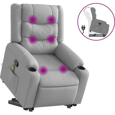 Maison Exclusive - Massagesessel mit Aufstehhilfe Hellgrau Stoff
