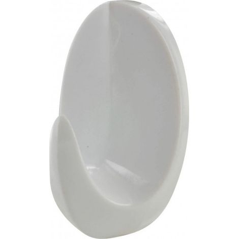 Gancio decorativo adesivo, goccia H.55mm, L.34mm, plastica bianca, 2 pezzi.