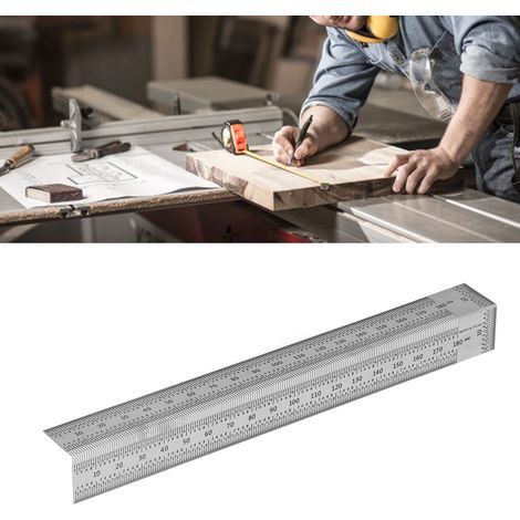 Règle de traçage pour le travail du bois - Règle à trous de 180 mm, règle de traçage, règle de dossier pour le travail du bois, règle en acier inoxydable, règle à angle droit, haute précision (1/5)