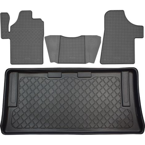 Ensemble de tapis de sol en caoutchouc pour Mercedes Viano VAN (5 portes) de 09.2003 à 05.2014 : tapis de sol de voiture et tapis de coffre. (1/5)