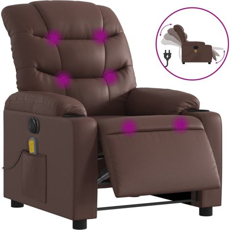 Maison Exclusive - Massagesessel Elektrisch Braun Kunstleder