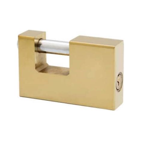 Candado rectangular seguridad de laton macizo con llave 90 mm Dorado (1/3)