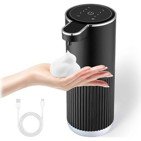 Distributeur de savon automatique multifonctionnel de 350 ml, distributeur de mousse sans contact, fixation murale à 4 niveaux, mains libres (1/5)