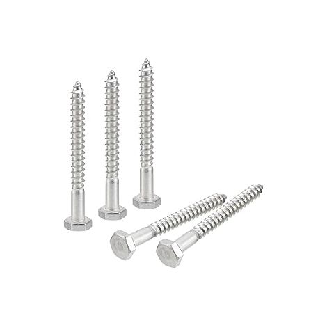 Vis Hex Head Lag Screws Boulons, 30Pcs 1/4" x 2-1/2" 304 Acier Inoxydable Partiel Fil Bois Vis (1/5)