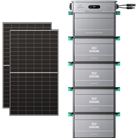 Zendure SolarFlow 800 Pro 2 - Stockage énergétique solaire domestique 800W, gestion intelligente, IP65, avec 500Wx2 Panneau Bifacial, avec 4xAB2000L