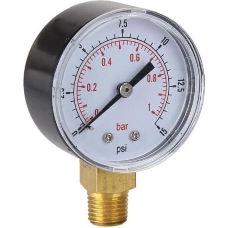 Manomètre pour piscine 50mm – Plage de mesure 0 à 15 psi – Botier métal – Lecture claire et précise - 15psi (1/5)