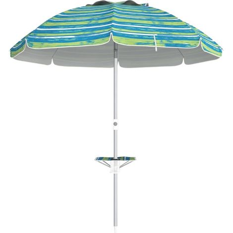 Parasol de plage rond réglable Ø 190 cm - table avec porte-gobelet - sac de transport inclus, protection UV50+ (1/5)
