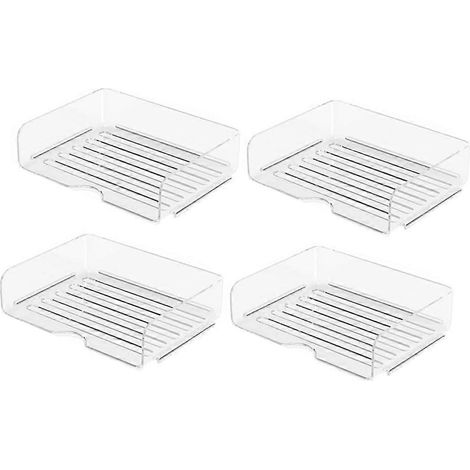 4-stufiger Schreibtisch-Organizer, stapelbare Papierablage, Bürozubehör und Arbeitsplatz-Organizer (1/4)