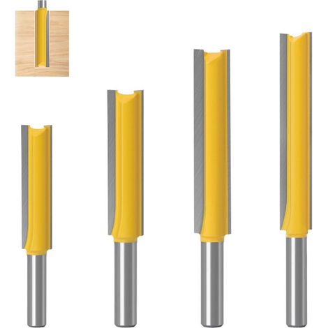 4 Stück 8-mm-Schaft-Fräser, gerade Fräser, Holzbearbeitungsfräser, extra lange Fräser, Hartmetallfräser, für die Holzbearbeitung (40 mm, 50 mm, 63 mm, 76 mm) (1/5)