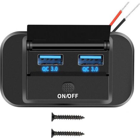 Chargeur USB Voiture 12 V/24 V, 36 W, Double Port QC 3.0 avec Interrupteur Étanche pour Voitures et Bateaux (1/5)