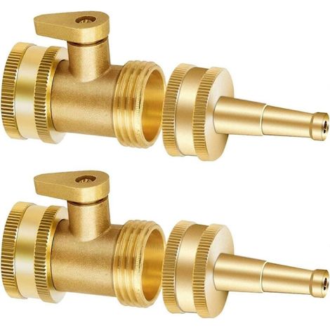 Garden Hose Nozzle Brass Jet High Pressure Water Sprayer With Heavy Duty Solid Metal Shutoff Valve, (1/2)