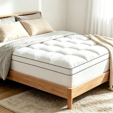 Mattress Topper 135 x 190 cm, 1000GSM Breathable Microfibre Mattress Protector (1/5)
