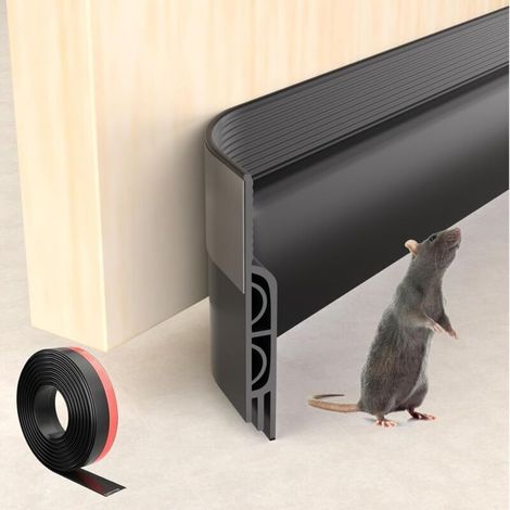 Cale-porte extérieur noir 1 m, joint d'étanchéité pour bas de porte, insonorisant, bloqueur de bruit, bande d'étanchéité insonorisante pour combler les interstices