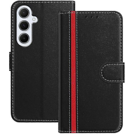 Étui pour Galaxy A17 avec support portefeuille, fermeture magnétique et revêtement en cuir bicolore HwyS (1/5)