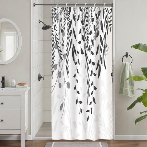 Rideau de Douche Gris Anti Moisissure 90x180cm Eucalyptus (1/5)