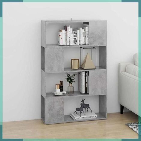 809138 Bibliothèque/Séparateur de pièce Gris béton 80x24x124,5 cm (1/5)