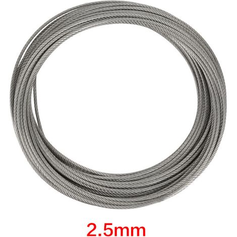 304 Edelstahl-Drahtseil zum Angeln und Heben, rostbeständig, 20 m Länge, 3 mm Durchmesser (2,5 mm) (1/5)