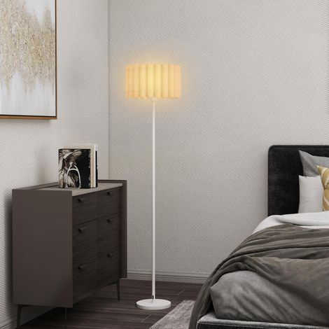 Lampe sur pied,lampe sur pied avec douille E27,abat-jour à ondes Lampadaire avec pédestre pour salon,chambre,ampoule supplémentaire,blanche