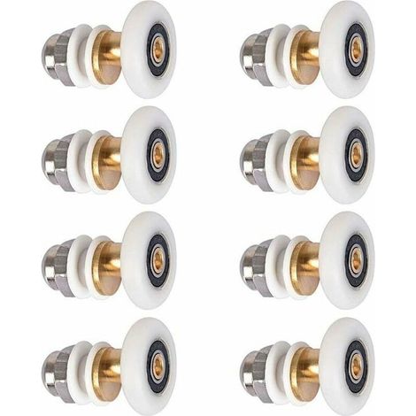 Door and shower wall fixing Shower door roller, Sliding door rollers Shower cabin door pulleys Replacement wheel for roller with wheel diameter 27mm, 8 pieces (1/5)